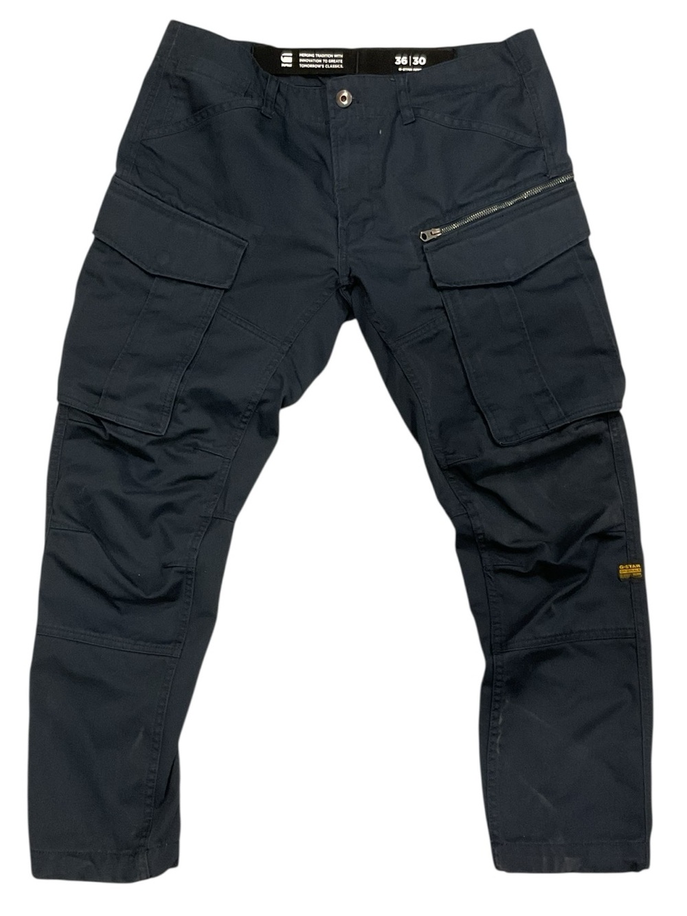 G Star Raw Men's Navy Cargo Rovic Zip 3D Tapered Pants